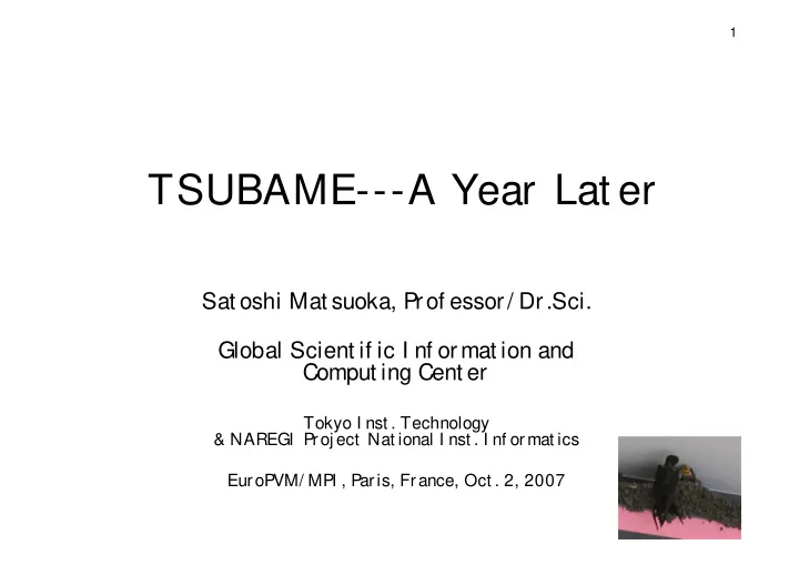 tsubame a year lat er