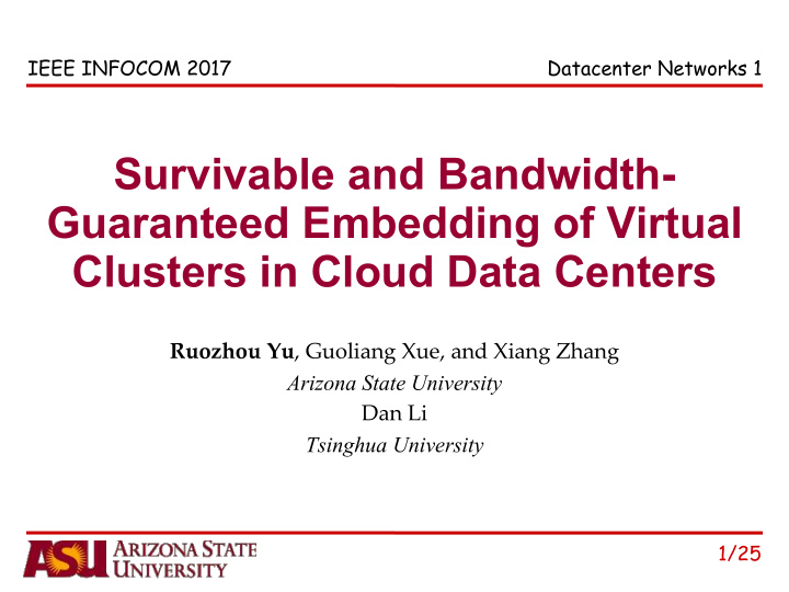 survivable and bandwidth guaranteed embedding of virtual