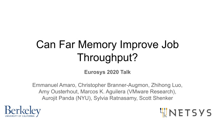 can far memory improve job throughput