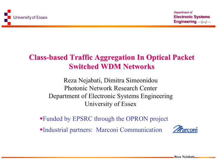 class based traffic aggregation in optical packet based