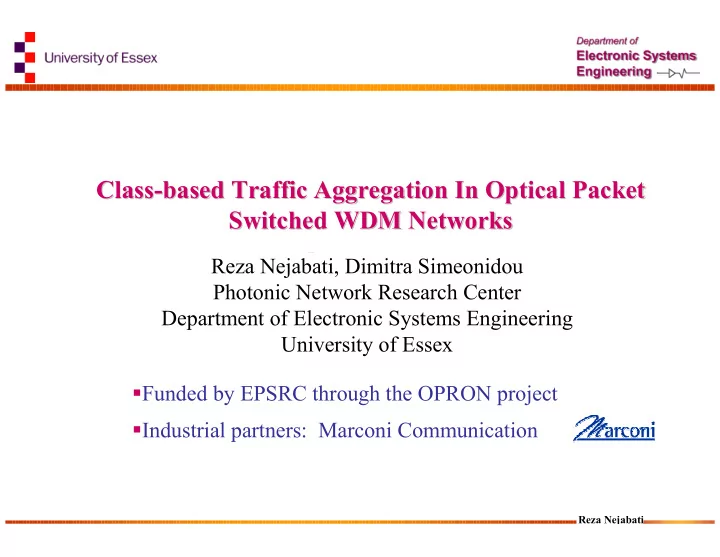 class based traffic aggregation in optical packet based