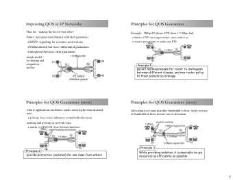 Improving QOS in IP Networks  Principles for QOS Guarantees  Improving QOS in IP Networks
