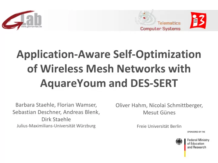 application aware self optimization of wireless mesh