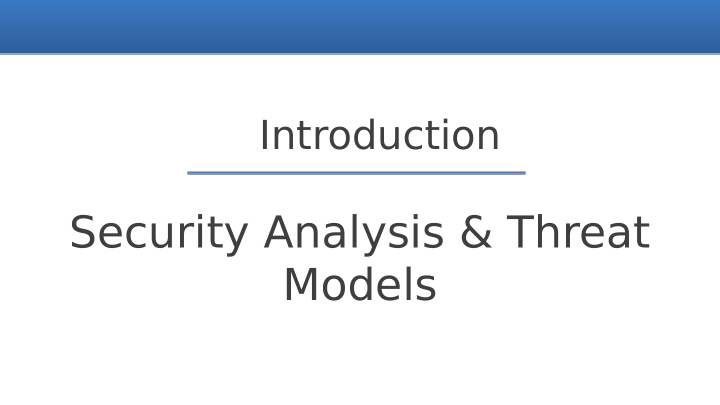 security analysis threat models