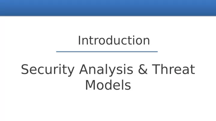 security analysis threat models