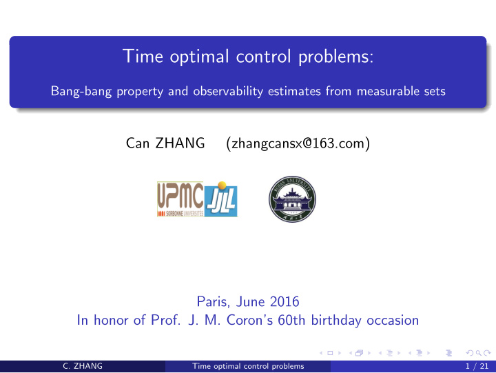 time optimal control problems
