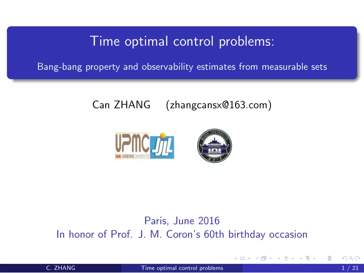time optimal control problems
