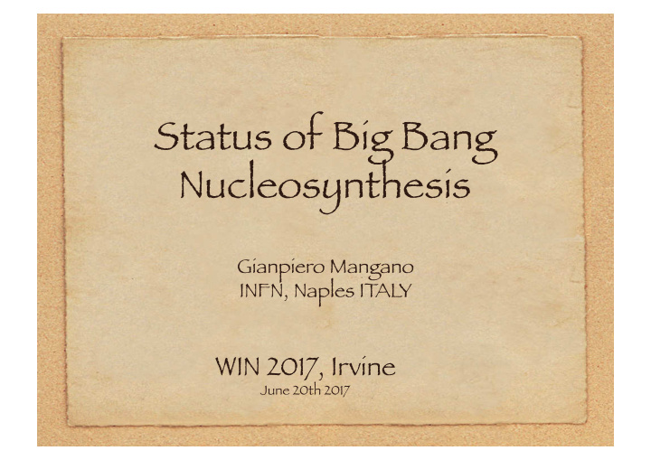status of big bang nucleosynthesis
