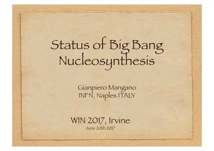 status of big bang nucleosynthesis