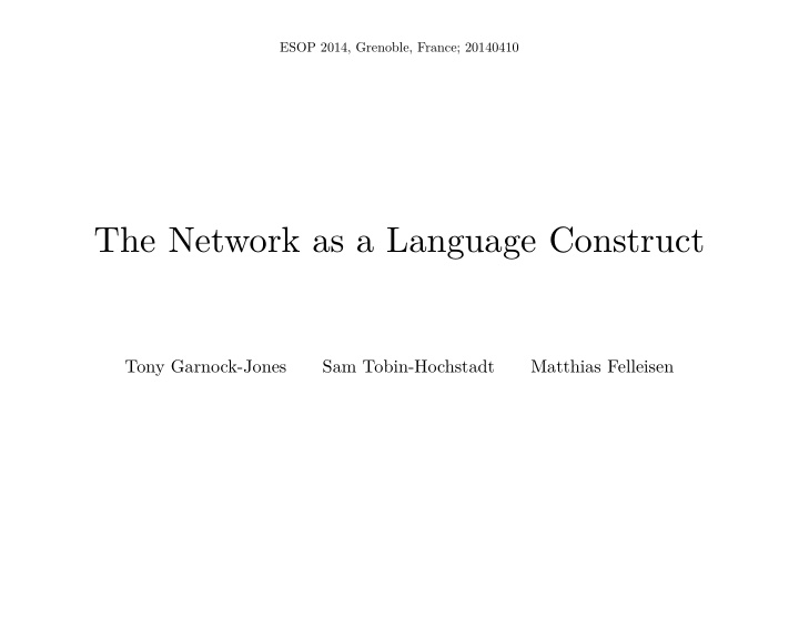 the network as a language construct