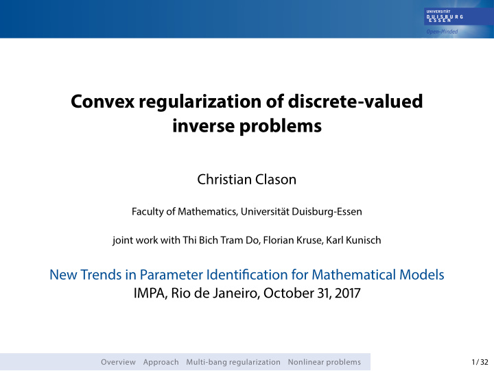 convex regularization of discrete valued inverse problems