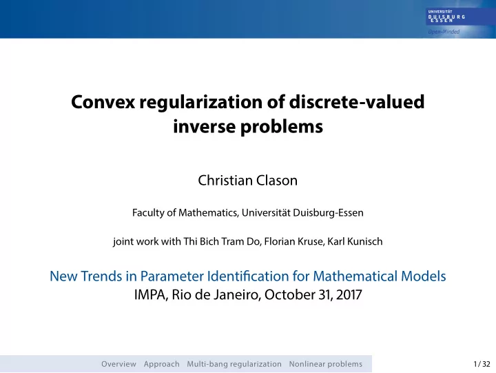 convex regularization of discrete valued inverse problems