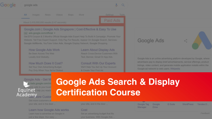 google ads search display certification course