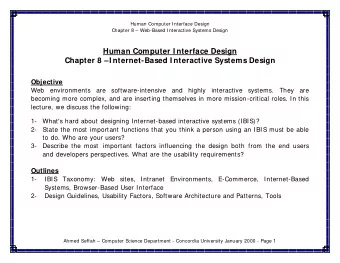 Human Computer I nterface Design Chapter 8 I nternet-Based I nteractive Systems Design