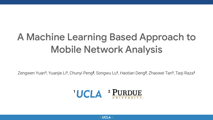a machine learning based approach to mobile network