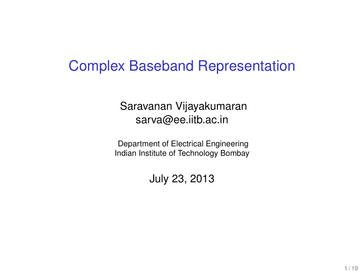 complex baseband representation