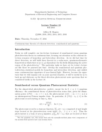 Introduction  Today we will complete our two-lecture treatment of semiclassical versus quantum