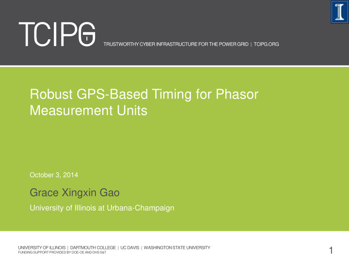 robust gps based timing for phasor