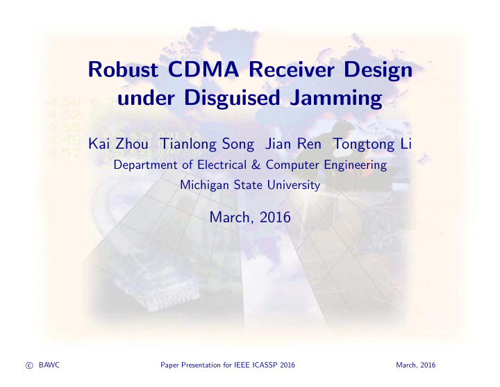 robust cdma receiver design under disguised jamming