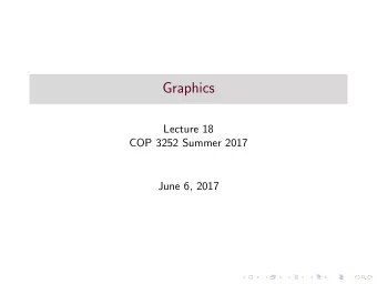 Graphics  Lecture 18  COP 3252 Summer 2017  June 6, 2017  Graphics classes  In the original