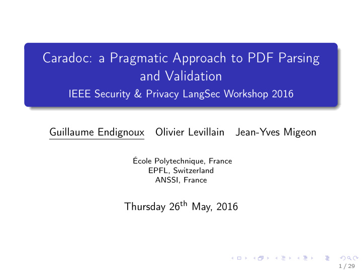 caradoc a pragmatic approach to pdf parsing and validation