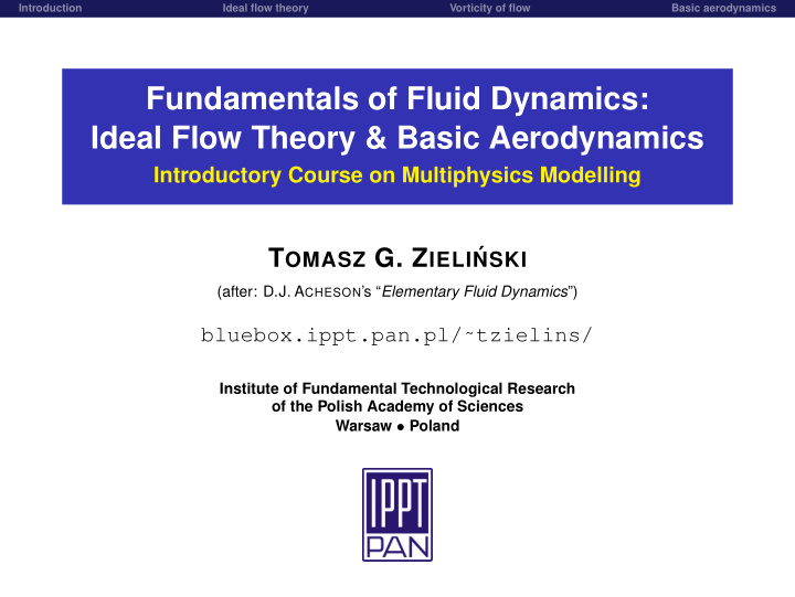 fundamentals of fluid dynamics ideal flow theory basic
