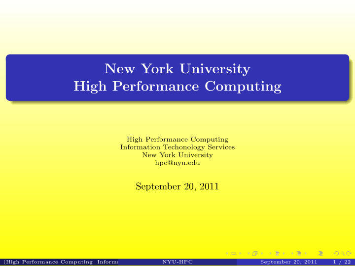 new york university high performance computing