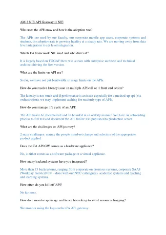 AM-2 NIE API Gateway in NIE  Who uses the APIs now and how is the adoption rate?  The APIs are used
