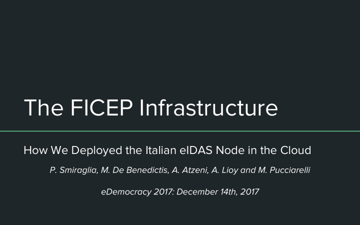 the ficep infrastructure