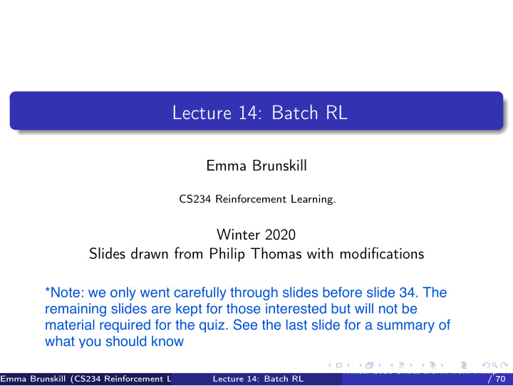 lecture 14 batch rl