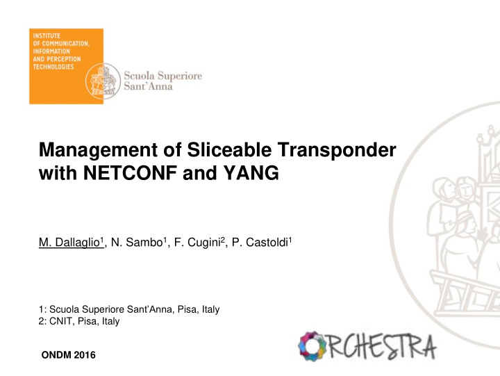 management of sliceable transponder with netconf and yang