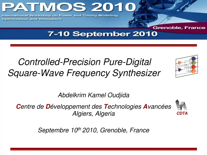 controlled precision pure digital square wave frequency