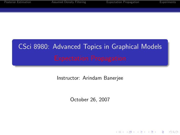 csci 8980 advanced topics in graphical models expectation