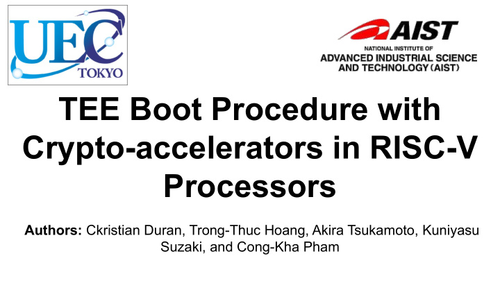 tee boot procedure with crypto accelerators in risc v