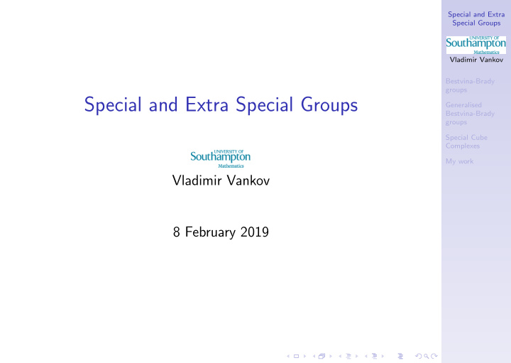 special and extra special groups