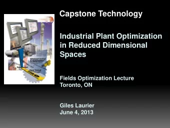 Capstone Technology  Industrial Plant Optimization  in Reduced Dimensional  Spaces  Fields