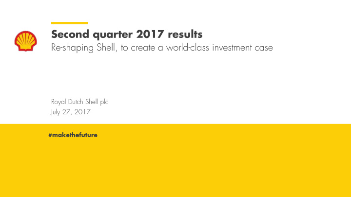 second quarter 2017 results