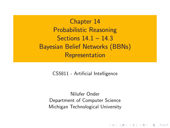 chapter 14 probabilistic reasoning sections 14 1 14 3