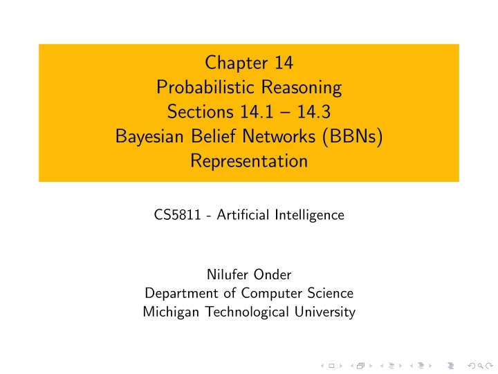 chapter 14 probabilistic reasoning sections 14 1 14 3
