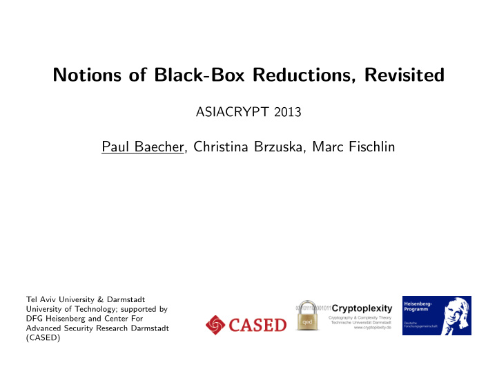 notions of black box reductions revisited