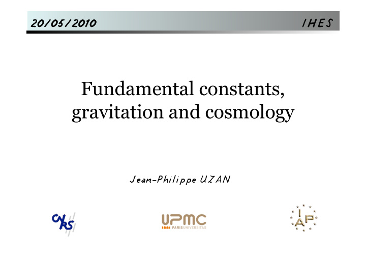 fundamental constants gravitation and cosmology
