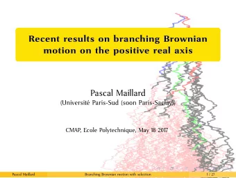 Recent results on branching Brownian  motion on the positive real axis  Pascal Maillard