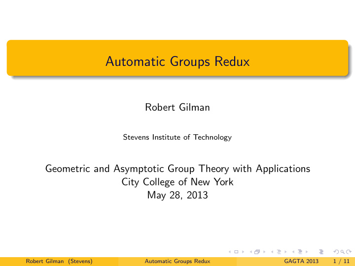 automatic groups redux