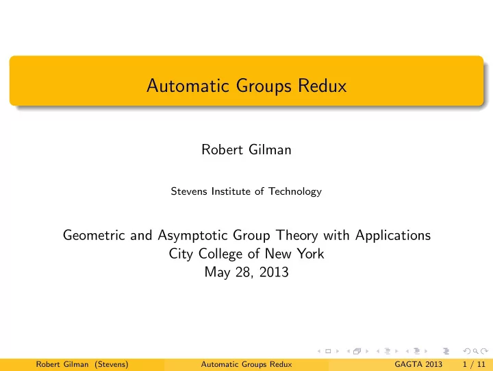 automatic groups redux