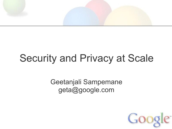 security and privacy at scale