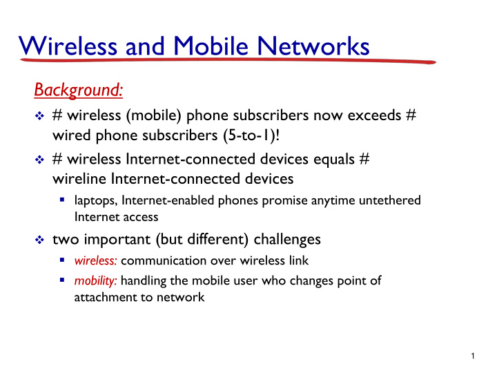 wireless and mobile networks