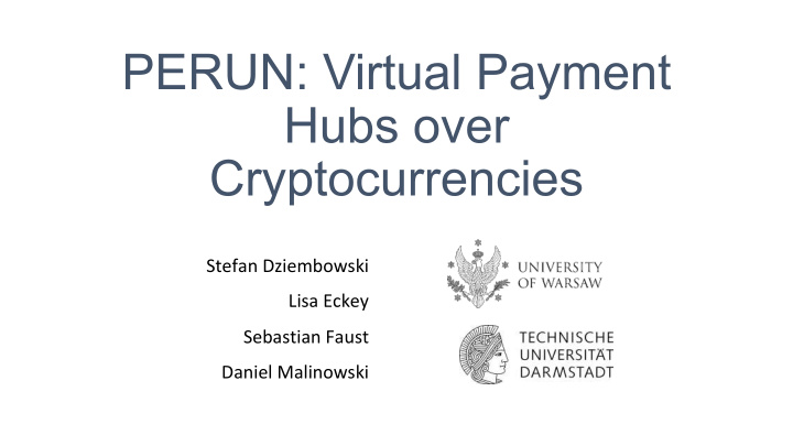 perun virtual payment hubs over cryptocurrencies