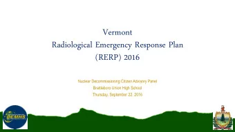 Radiological Emergency Response Plan  (RERP) 2016  Nuclear Decommissioning Citizen Advisory Panel