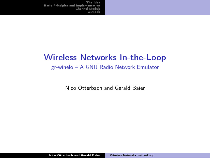 wireless networks in the loop