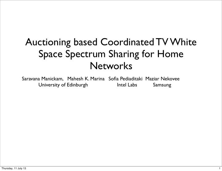 auctioning based coordinated tv white space spectrum